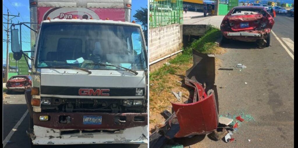 Se registra choque entre camión, un sedán y ciclista
