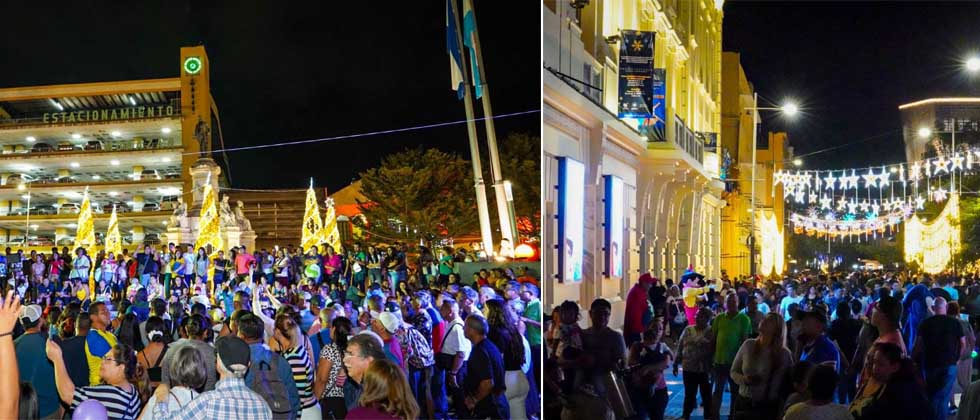 Cientos de salvadoreños abarrotan el Centro Histórico de San Salvador por actividades navideñas