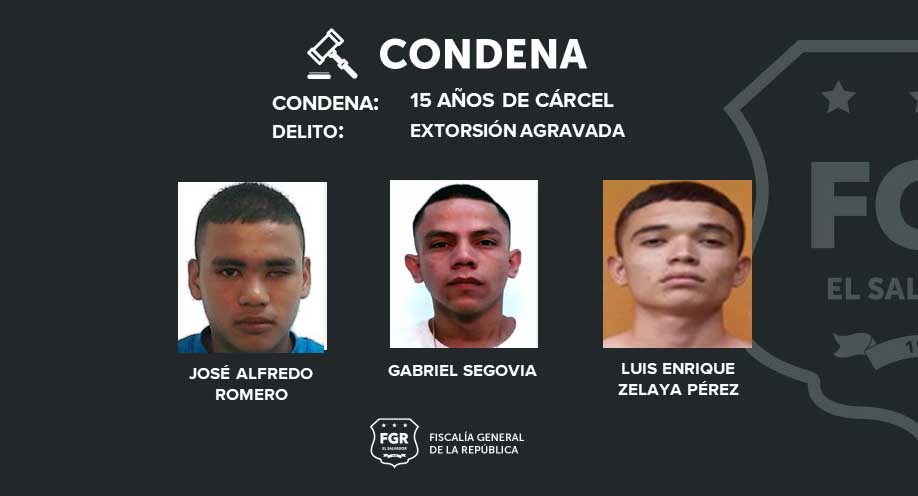 Condenan a tres pandilleros de la MS-13 por extorsión a comerciante en San Miguel