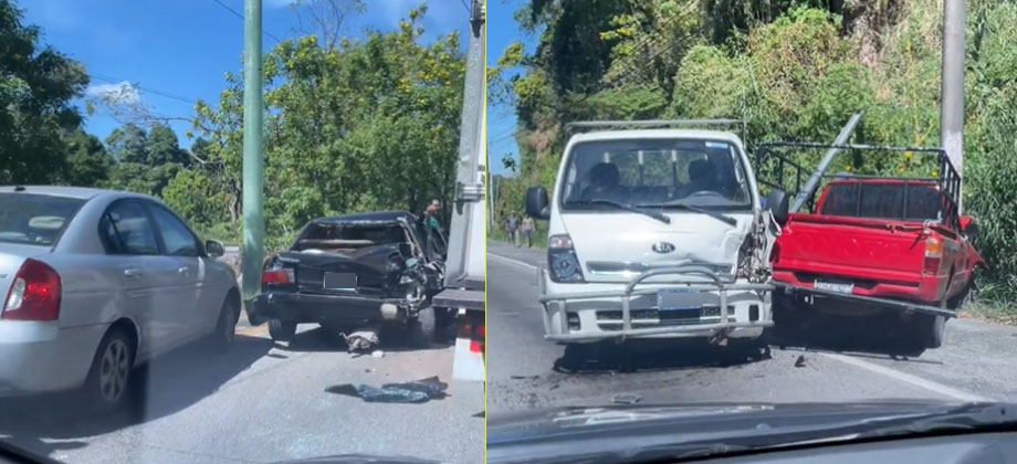 Reportan cuádruple choque en carretera a Comalapa