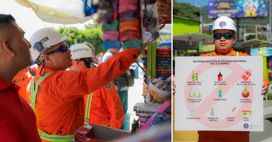 Protección Civil desarrolla inspección en ventas de pirotecnia instaladas en parque El Principito