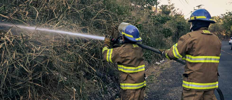 Bomberos sofocan incendio a la orilla de la calle en Soyapango