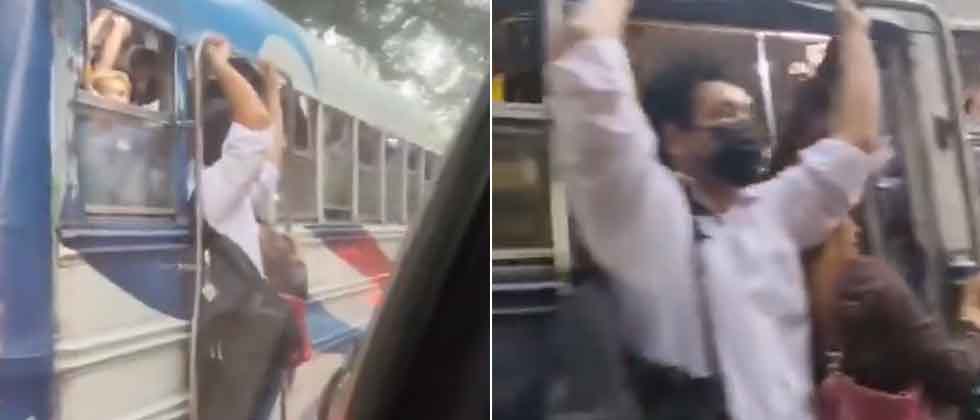 Sancionan a busero por llevar pasajeros «colgados» durante recorrido