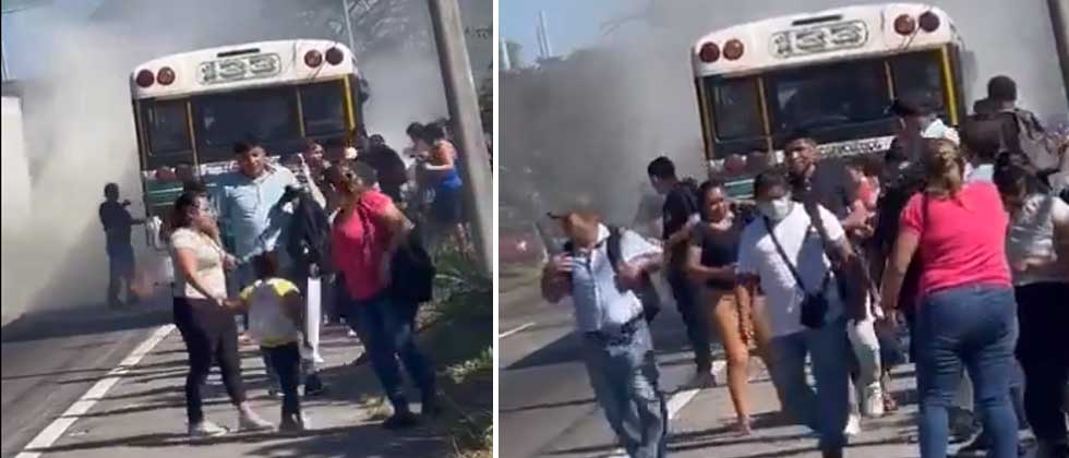 Pasajeros corren tras conato de incendio en autobús sobre carretera a Comalapa