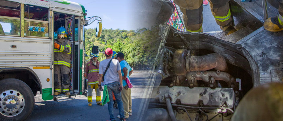 Bomberos atiende conato de incendio en otro autobús en Cuscatlán
