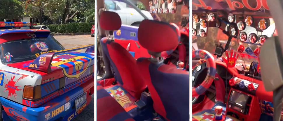 Salvadoreño que remodeló su carro con colores del Barcelona pide entrada para ver a Messi
