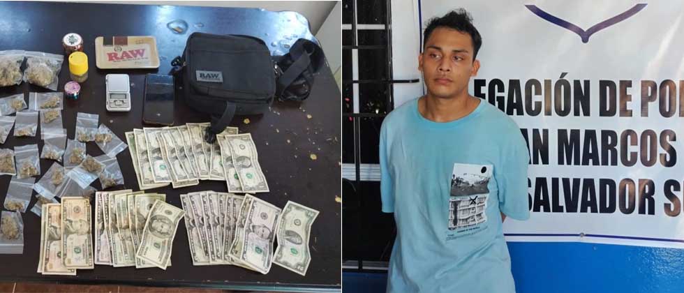 Sorprenden a joven con más de 30 porciones de marihuana y dinero en efectivo en San Marcos