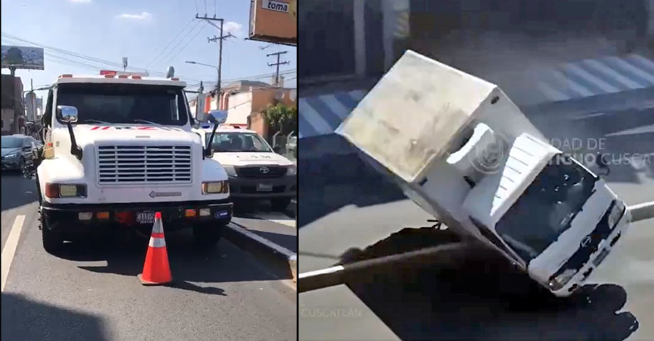 Respuesta Inmediata: Grúa remueve camión que volcó sobre calle El Pedregal