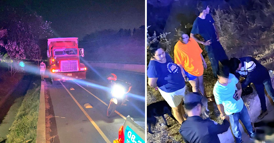 Motociclistas resultan lesionados tras impactar contra un camión en Zacatecoluca