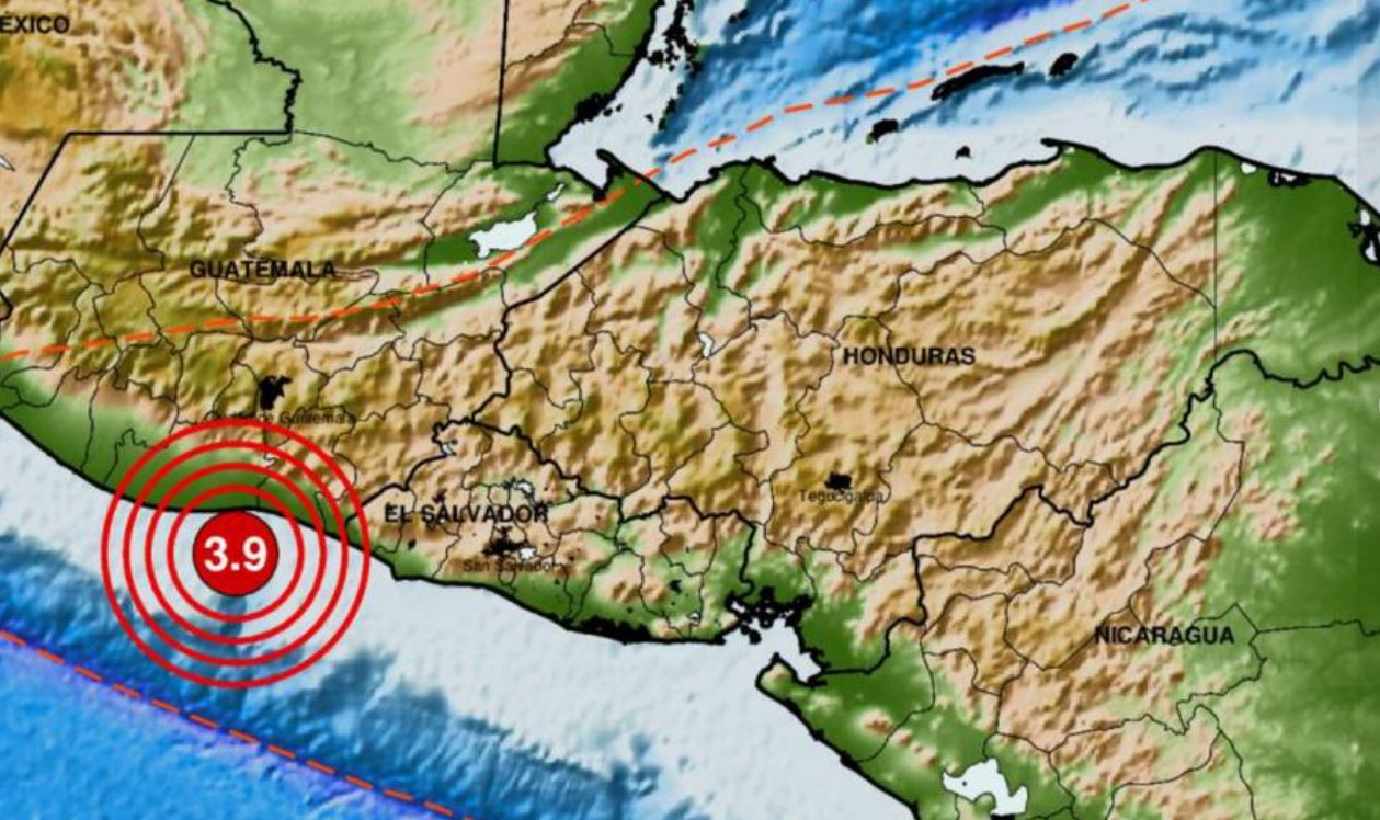 Sismo sacude costas de Guatemala y El Salvador esta tarde