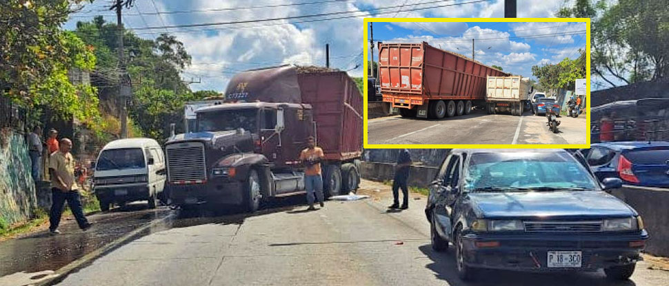 Reportan paso bloqueado en carretera Troncal del Norte por accidente entre rastra y volqueta