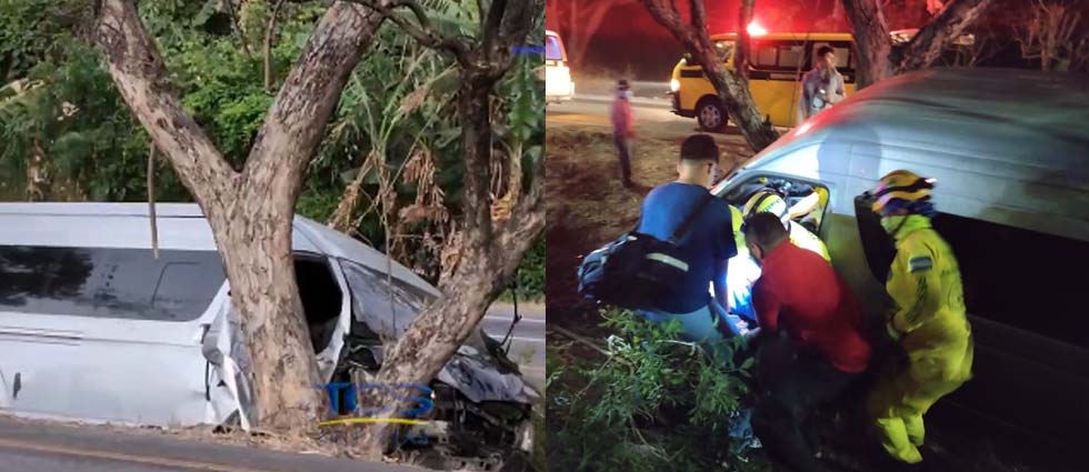 Automovilista se estrella contra un árbol en la carretera Comalapa