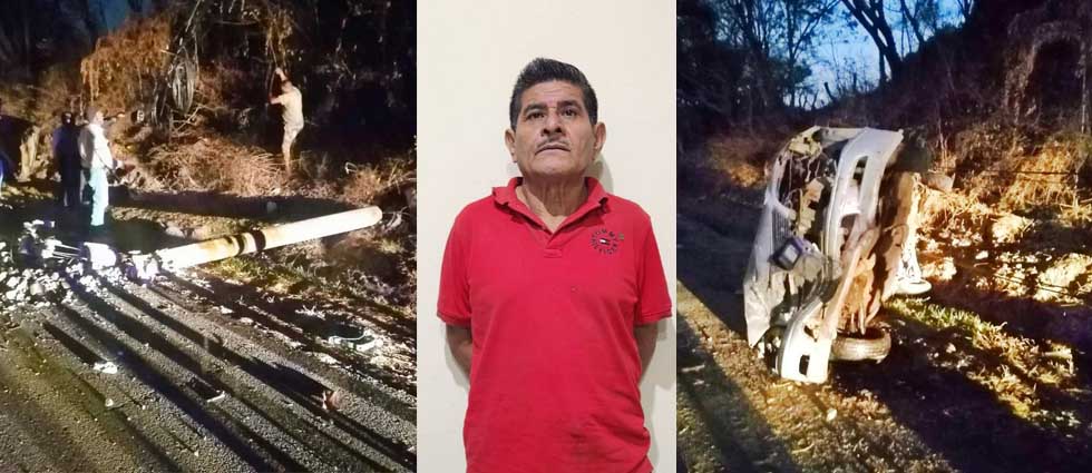 Ebrio al volante derriba un poste en Morazán