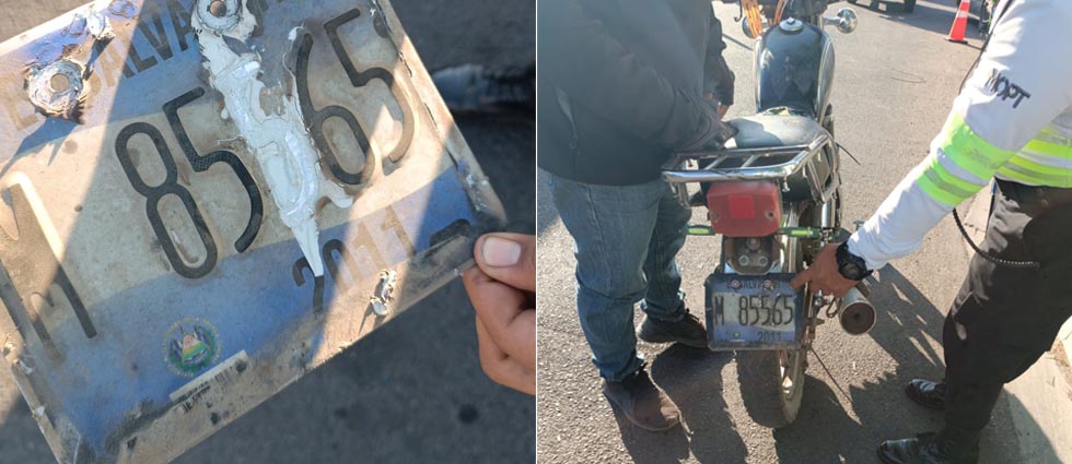 Sancionan a conductor que circulaba con placas falsas