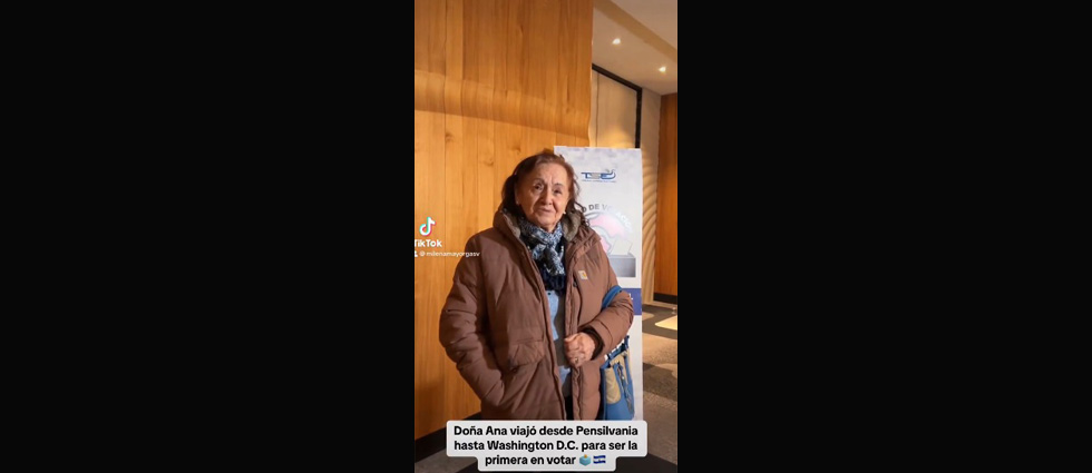 Salvadoreña de 81 años viaja desde Pensilvania a Washington para emitir el sufragio e invita a la diáspora a votar