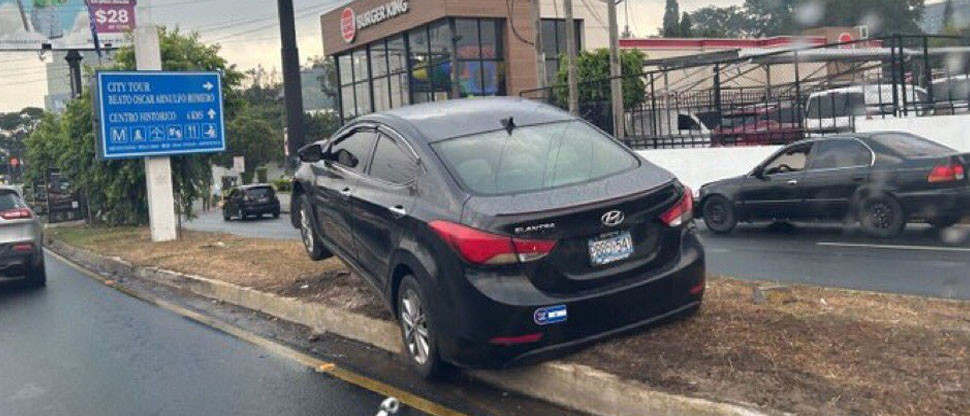 Carro particular se sube a arriate central en el bulevar de Los Próceres