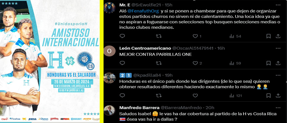 Hondureños critican a su federación por el partido amistoso contra La Selecta