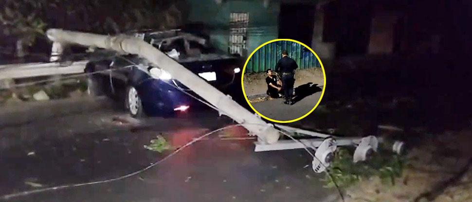 Colonias de Soyapango quedan sin energía eléctrica por conductor borracho que chocó contra un poste