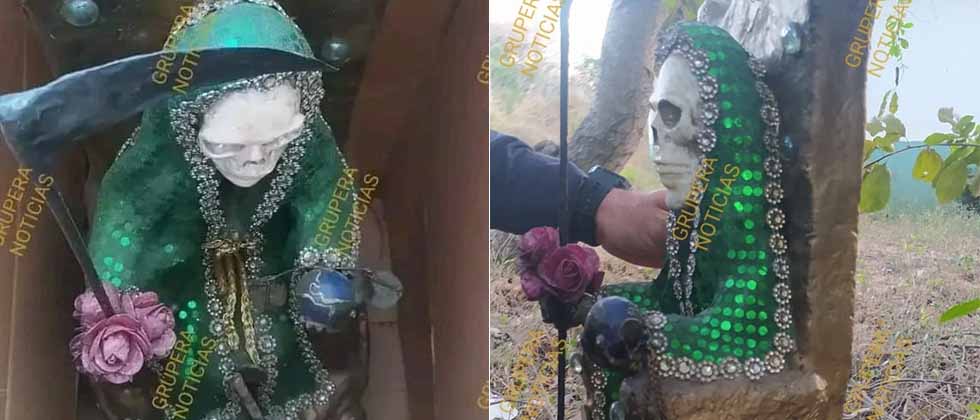 Abandonan altar a la Santa Muerte en Sonsonate