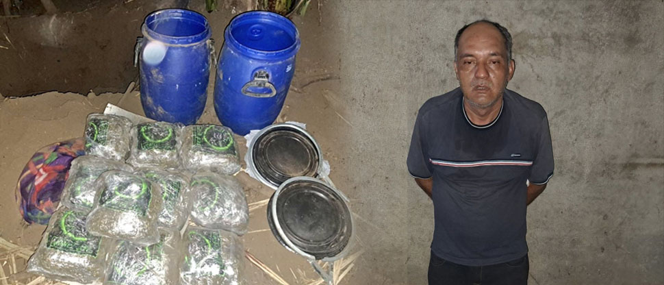 Capturan a sujeto que escondía drogas en barriles enterrados en un cañal