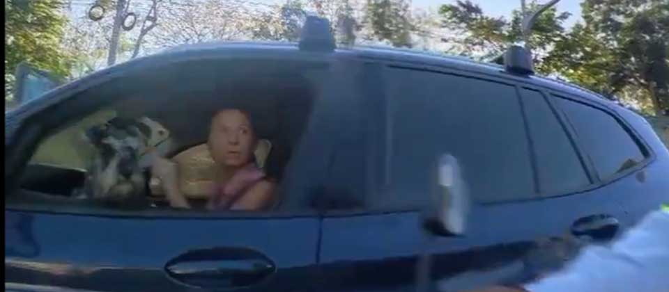 Sancionan a conductora que llevaba a su mascota entre sus brazos