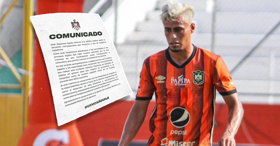 CD Águila sienta postura por detención de su jugador, Darwin Cerén