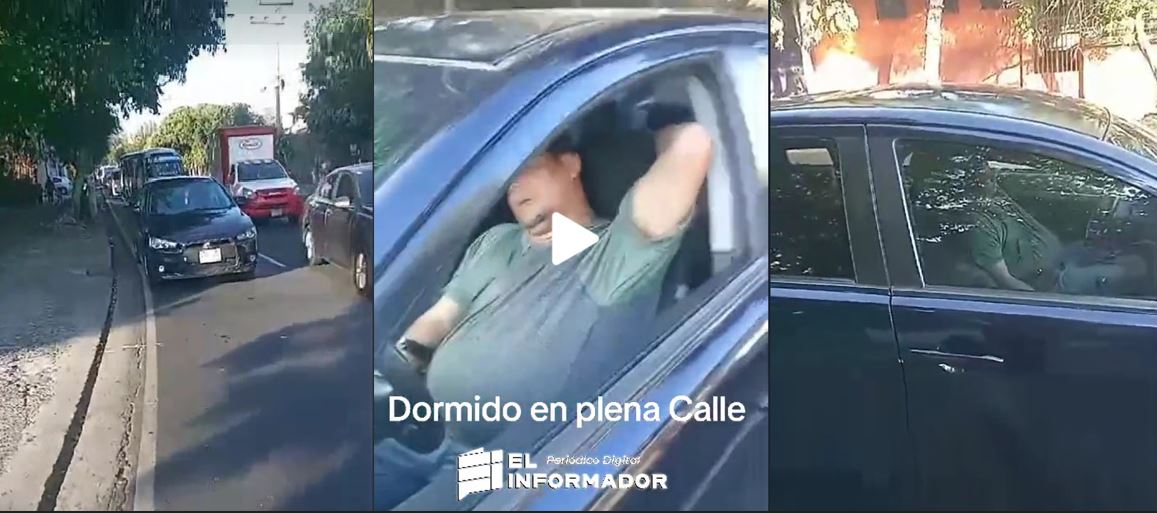 Conductor detiene su carro en plena calle y se queda dormido (VIDEO)