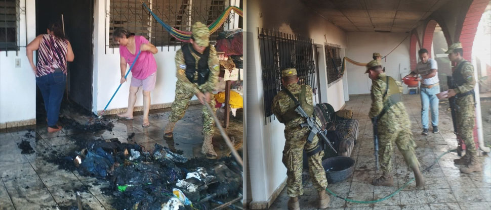 Militares apoyan a familia tras incendiarse su vivienda en San Miguel