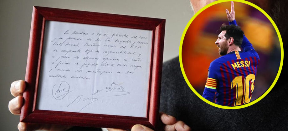 Subastarán servilleta donde Messi acordó su primer contrato con el Barcelona