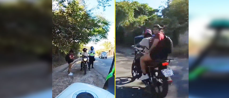 Lo multaron y le bajaron a su «novia» de la motocicleta porque iba sin casco