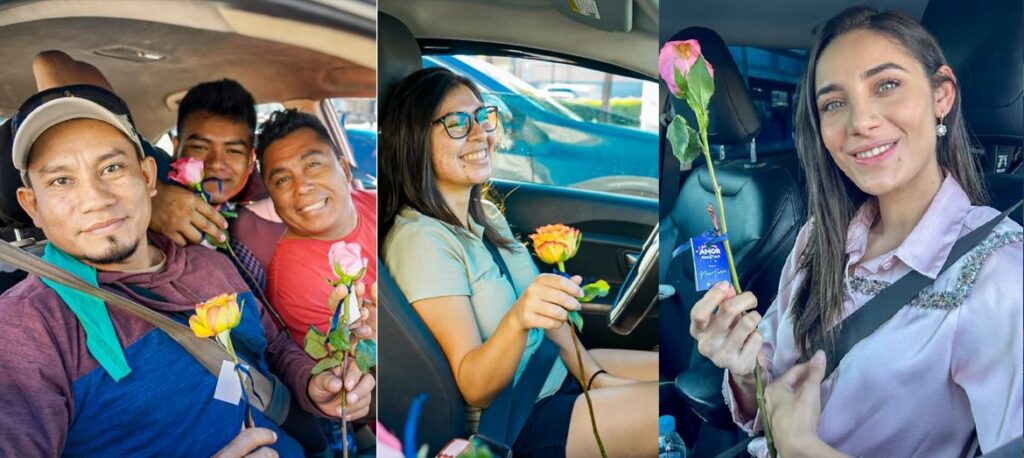 Alcaldía regala rosas a ciudadanos que transitan por las principales calles de San Salvador