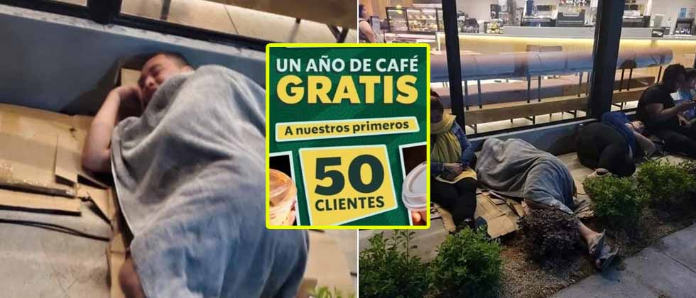 Migueleños duermen en el suelo por apertura de Starbucks