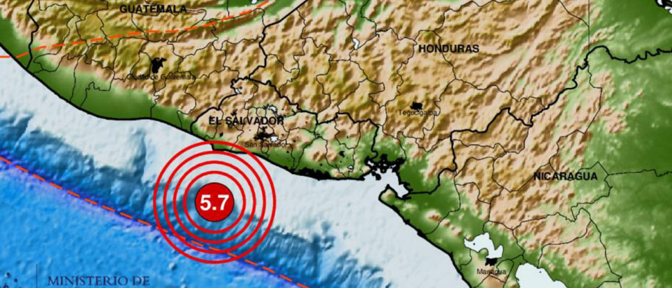 Sismo de 5.7 sacude parte del territorio salvadoreño, esta mañana