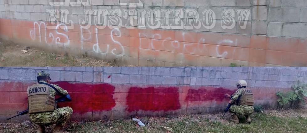 Militares borran grafiti de la MS tras denuncia ciudadana en Cuscatlán