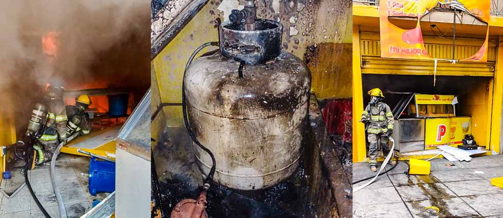 Dos lesionados tras incendio en local de comida rápida en San Salvador