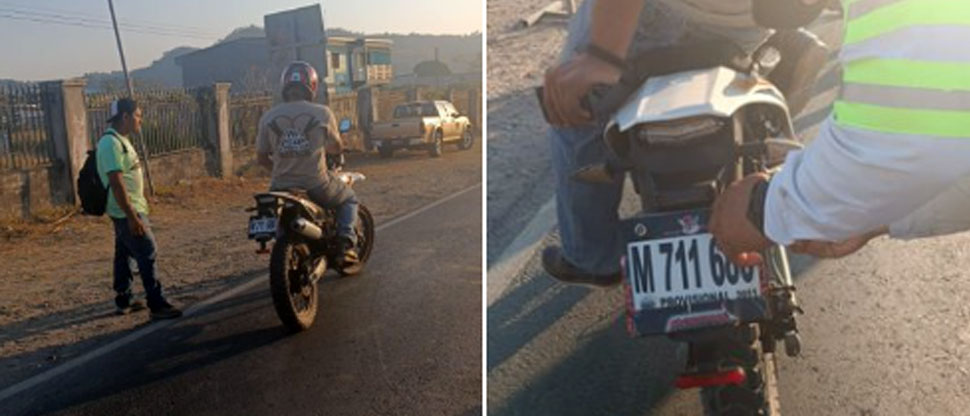 VMT sorprende a motociclista que circulaba con placas falsas
