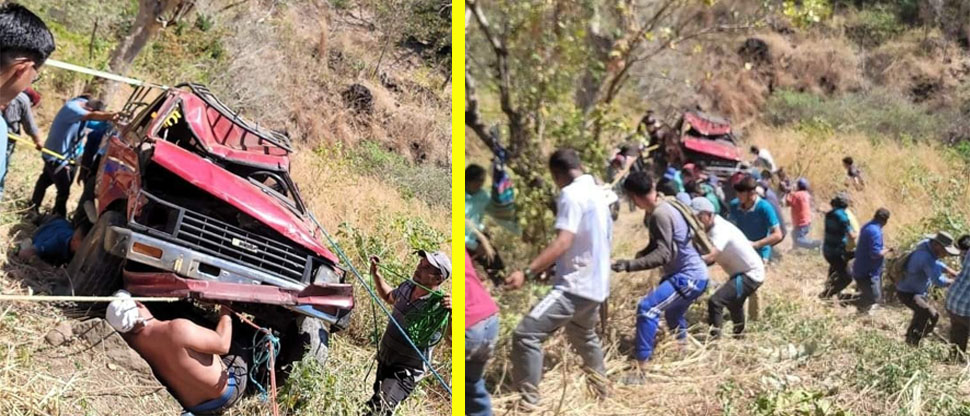Pick up cae en barranco de 50 metros de profundidad en Guatajiagua