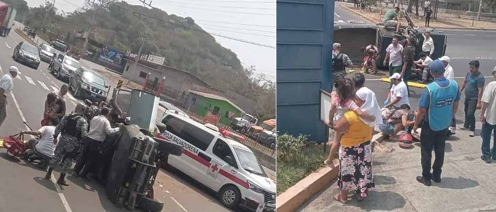 Varias personas lesionadas tras vuelco de un pick up en San Miguel