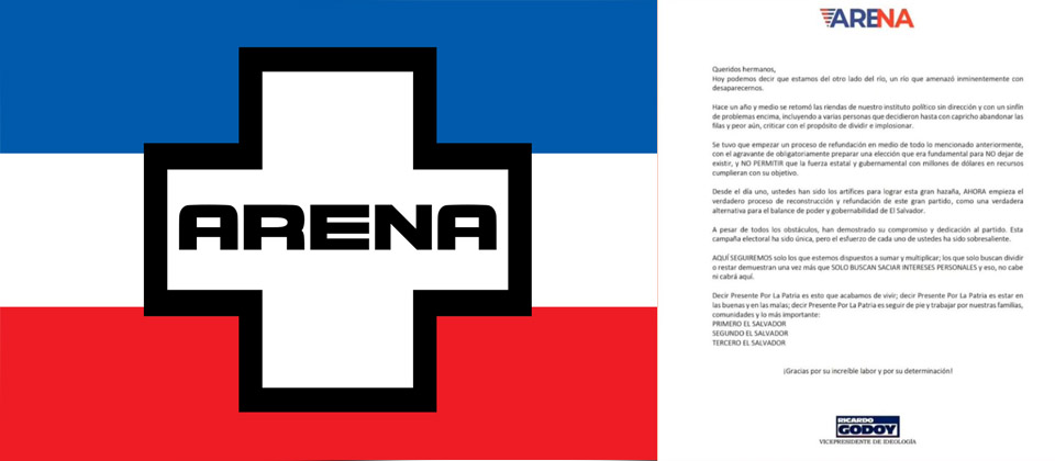 ARENA afirma que empezará nuevamente con el «proceso de reconstrucción y refundación»