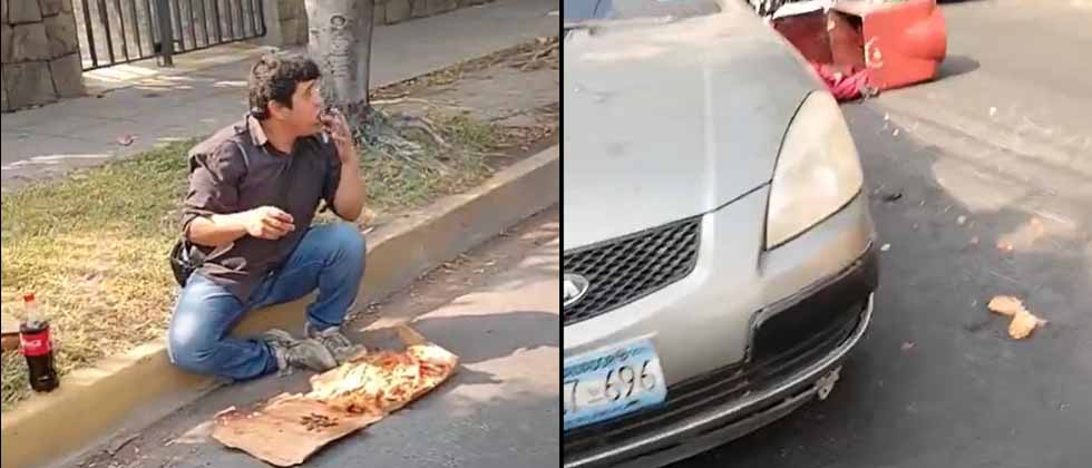VIDEO: Delivery se come el pedido tras sufrir leve accidente de tránsito
