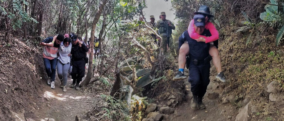 Policías auxilian a turistas que sufrieron lesiones  tras escalar volcán de Santa Ana