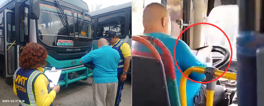 Tras denuncia ciudadana, busero es multado por leer revistas mientras conducía