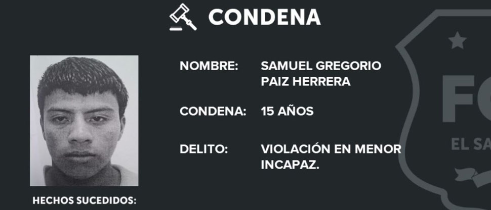 Hombre condenado a 15 años de prisión por violar a una menor