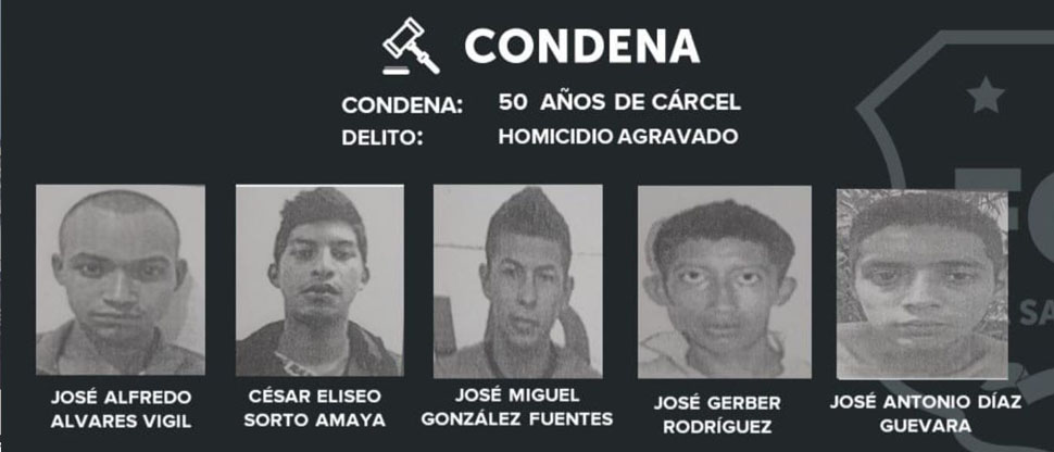 Condenan a 50 años de prisión a 5 pandilleros por homicidio