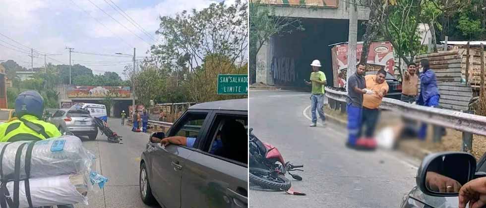 Motociclista resulta lesionado tras brutal choque en la 75 avenida Norte, San Salvador