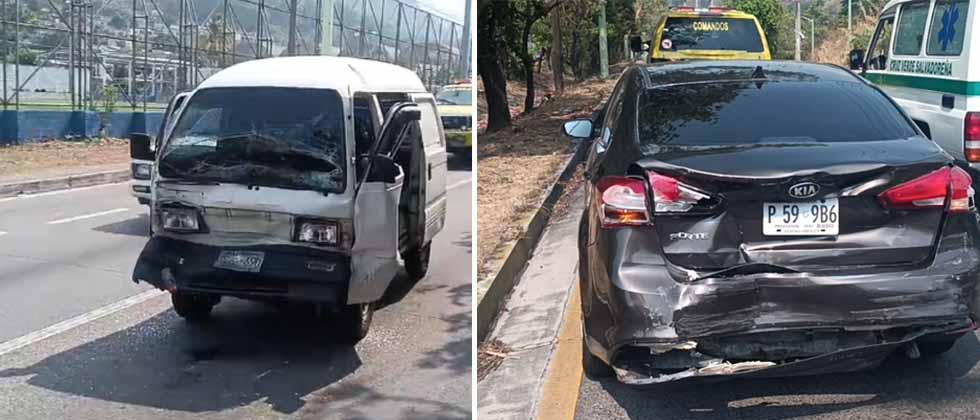 Dos personas lesionadas tras fuerte choque en autopista a Comalapa