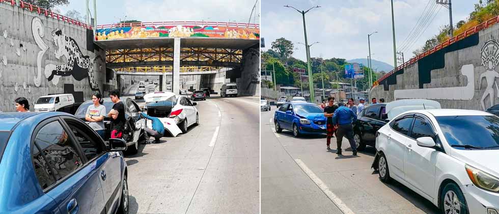 Otro triple accidente se registra sobre la autopista a Comalapa