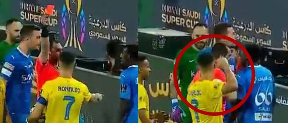CR7 arma escándalo, lo expulsan y amenaza al árbitro con el puño