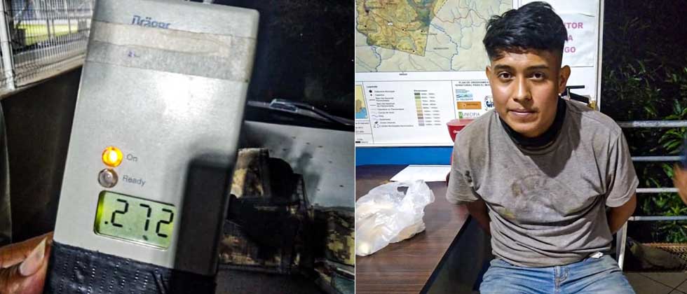 Capturan a joven en estado de ebriedad tras chocar contra una patrulla en Morazán