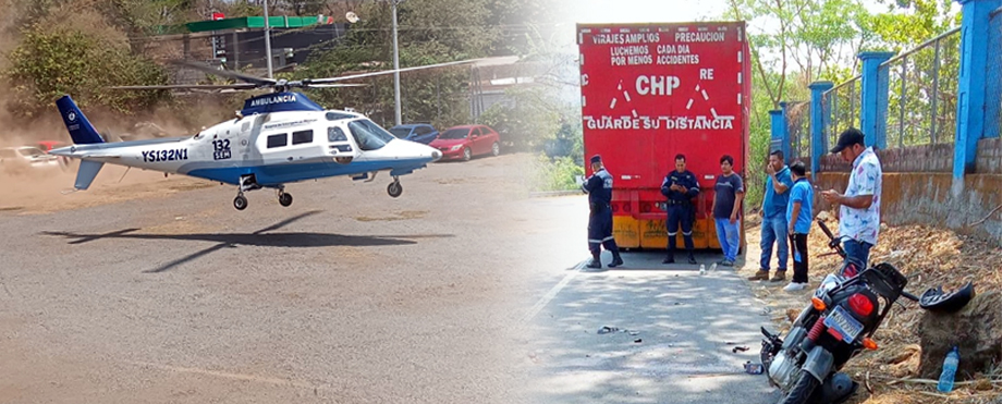 Niño lesionado en accidente con rastra es trasladado en helicóptero del SEM–132
